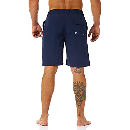 Kailua Surf Mens Swim Trunks Long, Quick Dry Mens Boardshorts, 9 Inches Inseam Mens Bathing Suits With Mesh Lining Navy Blue #TOP1