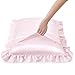 HommxJF Blush Pink Satin Ruffled Pillow Cases for Hair and Skin,Blush Pink Silk Pillowcases Standard Set of 2 with Envelope Closure Princess Room Decoration