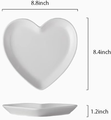 Miniatura 2 de Plato de cena de cerámica en forma de corazón, plato de ensalada, plato de postre, plato de fruta-8.8 pulgadas
