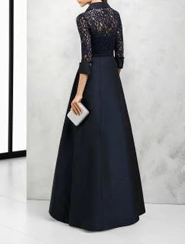 A Line Vintage Wedding Guest Dress Satin Floor Length Mother of The Bride Dress Shirt Collar Split Front 20243