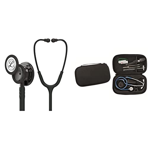 3M Littmann Stéthoscope de Surveillance Classic III, Tubulure Noire, Smoke Edition, 69 cm, 5811 + GIMA ÉTUI CLASSIC pour stéthoscope - noir.