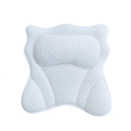 Bath Pillow, Luxury 4D Ergonomic Bathtub Pillows for Head & Neck Support, Air Mesh Bath Cushion with 6 Pcs Powerful Suction Cups for All Bathtub Hot Tub & Home Spa
