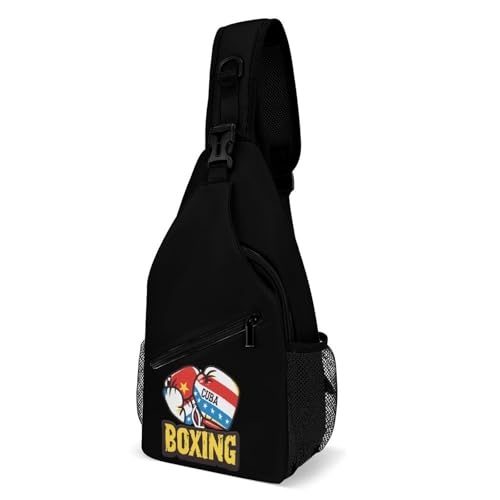 Cuba guantes de boxeo con bandera cubana bolso de hombro ligero bolso de hombro de viaje senderismo bolsa de pecho para hombre mujer, Estilo:, 38x20cm, Estilo:, 38x20cm