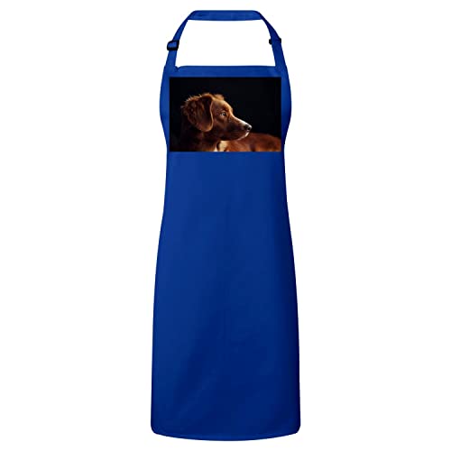Tablier cuisine premium bleu anti-taches avec adorable chiot