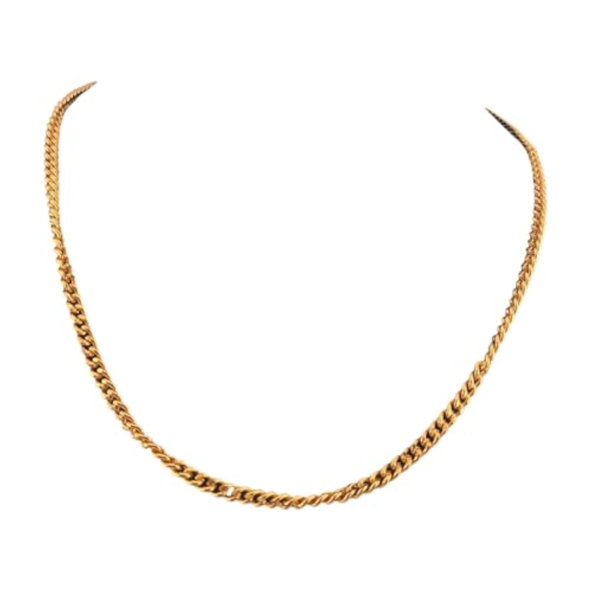 Gold Plated Copper Figaro Chain Necklace, Unisex Adjustable Size with Cubic Zirconia
