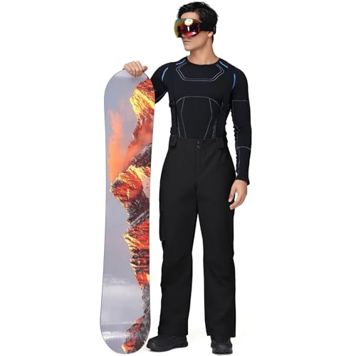 YEEFINE Men's Ski Snow Pants Insulated Waterproof Snowboard Cargo Pants Bibs Regular Fit Winter Outdoor Sports(Black,M) by YEEFINE - Image 5