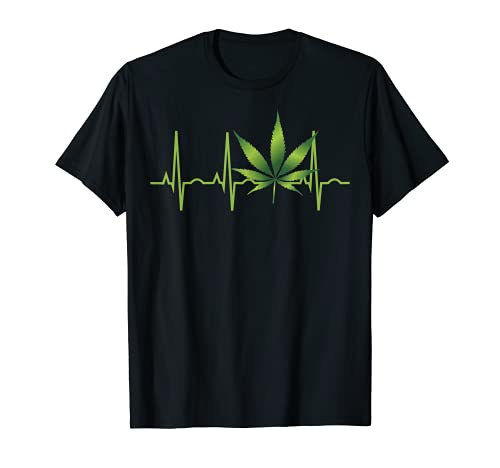 Weed Shirts for Men & Women Marijuana Leaf Heartbeat T-Shirt