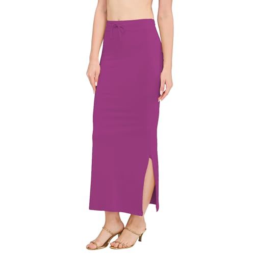 Image of DESI GIRL Cotton Lycra Stretchable Saree Shapewear Petticoat with Drawstring for Women | Fishcut Saree Petticoat with Side Slit for Easy Movement | Saree Shaper | Long inskirt