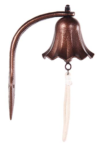Upstreet Outdoor Dinner Bells Made of Cast Iron | Bracket Mounts Bell to Both Indoor Outdoor Wall Surfaces (Russet, 6)