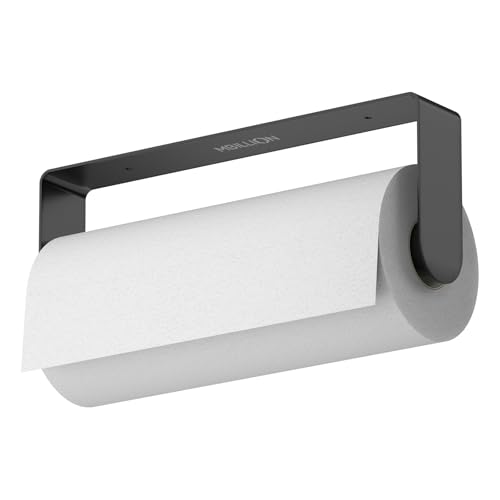 Image of Mbillion Matte Black SUS304 Paper Towel Holder | Wall mounte and self-adhesive under cabinet paper towel rack, premium stainless steel for kitchen