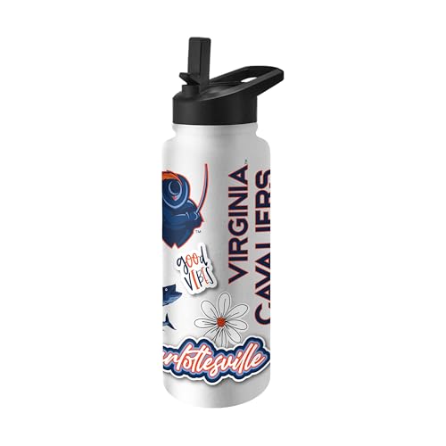Image of Logo Brands NCAA Native 34 oz Quencher Water Bottle - | Local Icons Design | Double-Wall Insulated| Leak-Proof Lid & Built-In Straw