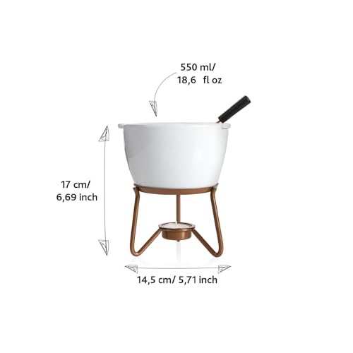 Image of Boska Choco Marie Fondue - Fondue Pot Set Microwave and Dishwasher Safe Ceramic Hot Pot Chocolate Fountain Snack - Wedding Registry Items Small Kitchen Appliances