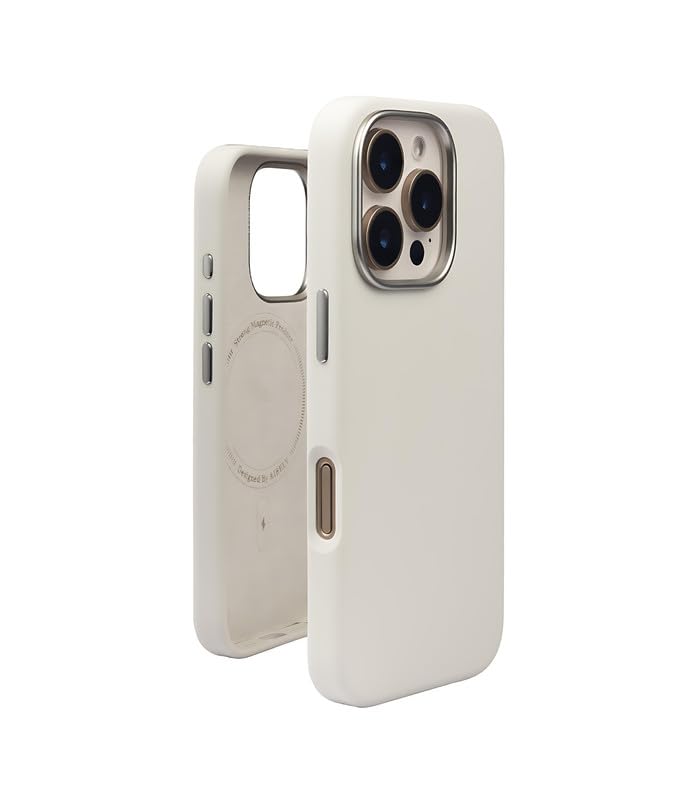 Image of Liquid Silicone Series Case for iPhone 16 Pro Max Compatible with Wireless Charging | Soft Touch Anti-Fingerprint Finish | Shockproof Slim Protective Back Cover | White Edition
