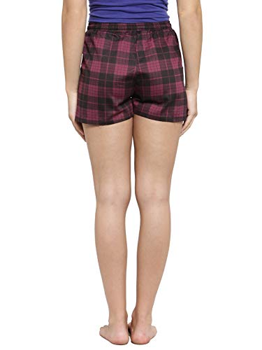 Image of Claura Cotton Checked Printed Lounge Shorts for Women