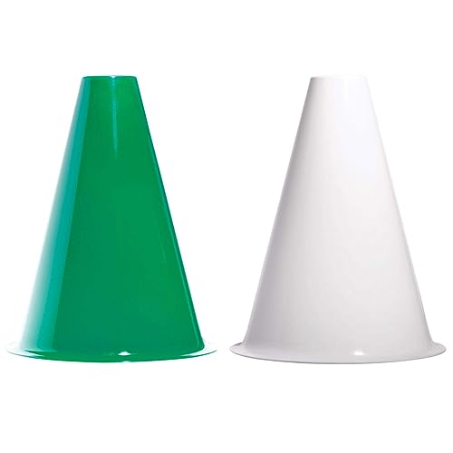 Anderson's Premium Green and White 8" Megaphones Noisemakers Boost School Spirit Cheerleader Sports Football Basketball Homecoming Squad Team Party Dance Club Parade Competition Fan Pack of 20