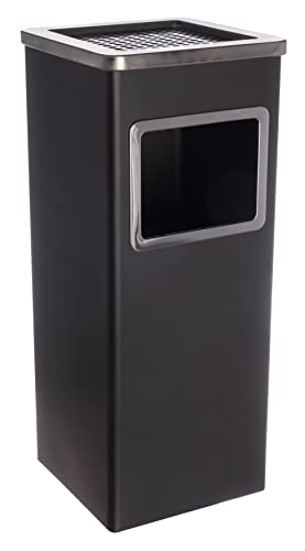 CURVASO Cendrier amovible sur pied en acier inoxydable noir argenté | Pour usage commercial, extérieur, intérieur et extérieur