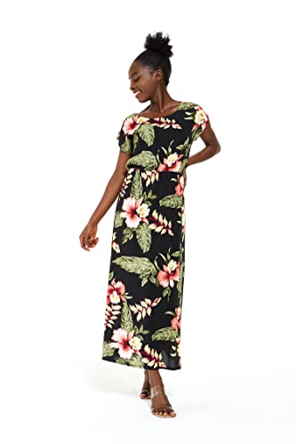 Image of Family Matching Hawaiian Clothes, Black Rafelsia | Lightweight 100% rayon • Family matching outfits • Beach vacations • Luaus • Cruises • Family photos