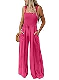 Dokotoo Womens Casual Loose Overalls One Piece Sleeveless Jumpsuits for Women Stretchy Wide Leg Long Pant Rompers Jumpsuit with Pockets XSmall Rose