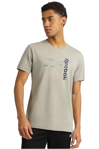 Image of Reebok Men's Casual T-Shirt - Lightweight Breathable Comfortable Regular Fit Half Sleeve Tee for Men | Round Neck Tshirt for Men Soft Tshirt