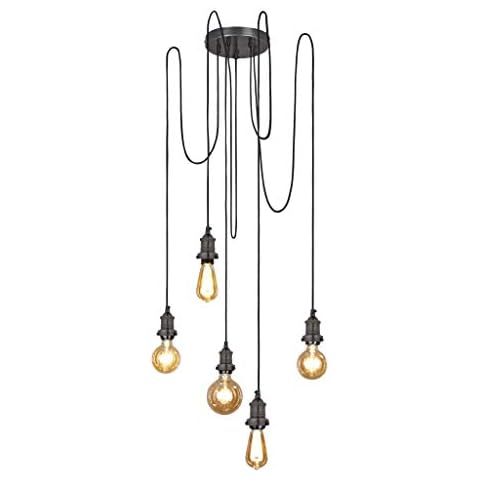 Industville - Brooklyn 5 Wire Pendant - Lighting Accessory - Black Colour - Brass Material Cover