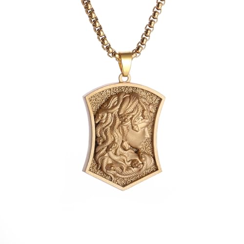 Bijoux mythologie grecque antique avec collier bouclier serpent pour homme et femme