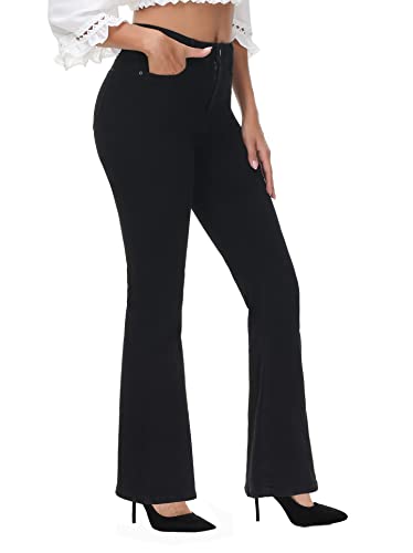 Ttfifeng Flare Jeans For Women, Women's High Waist Stretch Bell Bottom Jeans Black Flare Bootcut Denim Jeans Pants，Black 01 #TOP4