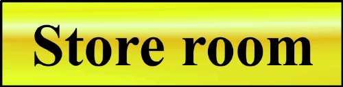 Store room sign - polished gold effect - self adhesive - laminated - safety sign 200 x 50mm