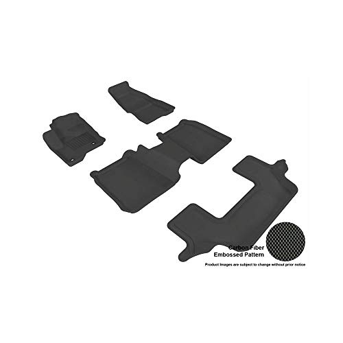 3D MAXpider Custom Fit Kagu Floor Mat (Black) for 2009-2019 Ford Flex - 1ST Row 2ND Row 3RD Row