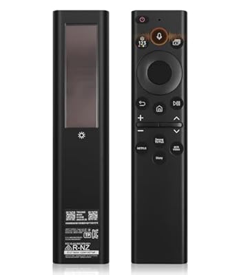 BN59-01385A Solar Voice Remote Control for Samsung Frame Smart TVs Compatible for Samsung 2021-2024 Crystal QLED 4K 8K Smart TVs Series, 4 Shortcut Buttons, Black
