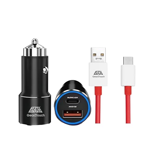 Image of GZT 125W Fast Smart Car Charger with 1.2M USB - C Cable Dual Port All Metal PD Quick 45W PD /PPS +80W SuperVOOC Compatible with iPhone & Android Samsung, Vivo, Oppo & Tablets All Brand (Black)