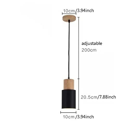 Luz LED colgante de madera con pantalla de aluminio blanco y cable ajustable estilo macaron E27 4