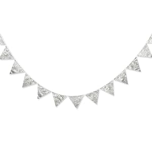 Pinkblume double sided sequin fabric triangle pennant banner flag bunting garland for silver theme nursery classroom home bedroom wall holiday christmas decor  urban country home decor