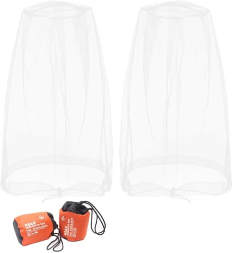 Ducclucc Mosquito Head Net Mesh, Face Neck Fly Netting Hood (2, White)