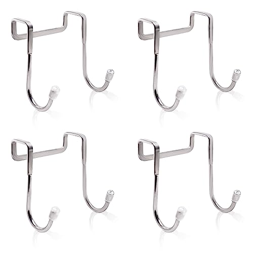 Hayeastdor 4Pcs Over Cabinet Drawer Double Hooks 304 Stainless Steel Heavy Duty Metal Over Door Hook Double J Shaped For Hanging Bags, Towels, Coat He005-4S #TOP13