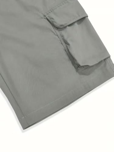 Image of Men Cotton Cargo Shorts Casual Regular Fit Knee Length Multi Pocket Utility Shorts for Travel Outdoor Summer Wear Comfortable Durable Daily Use