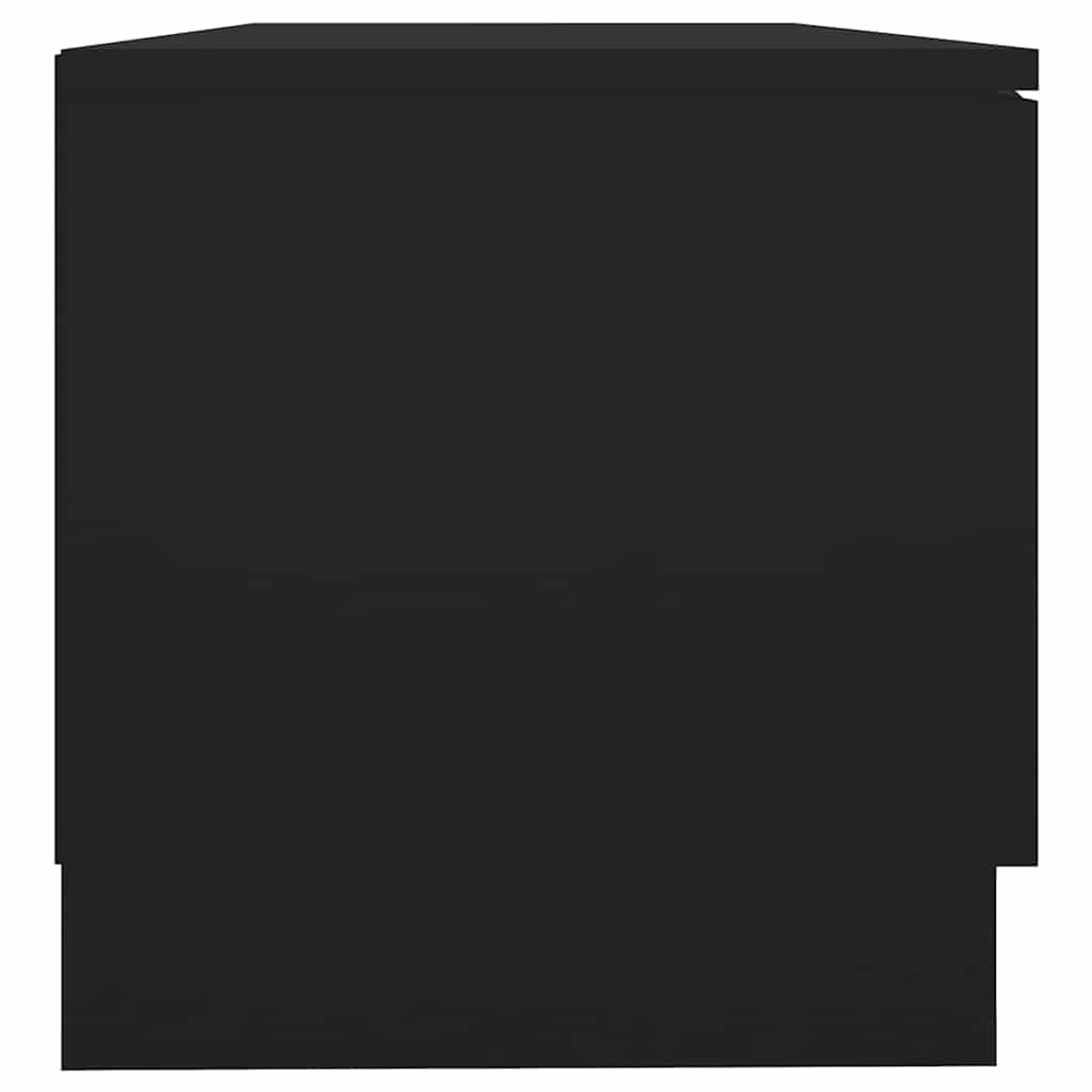 Hothingwell Szafka pod telewizor drewno inżynieryjne czarne 80x35x36,5 cm | Przegroda i 2 półki, schowek na DVD, konsoly, wytrzymały blat do dekoracji