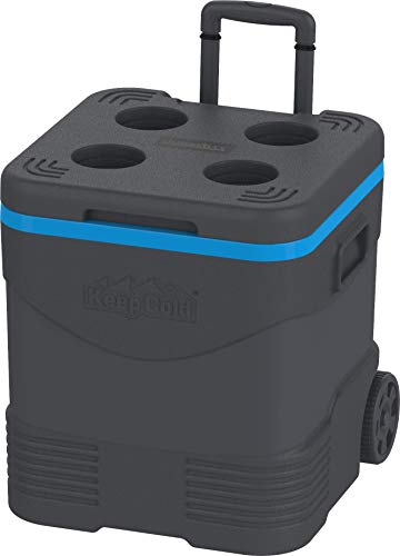 Duramax-Trolley-Ice-Box-Cooler-on-Wheels-High-Performance-Cool-Box-with-PU-Insulation-Side-Handles-with-Secure-lid-Locking-Cup-Holders-on-lid-Anthracite-Blue Duramax Trolley Ice Box, Cooler on Wheels, High Performance Cool Box with PU Insulation, Side Handles with Secure lid Locking & Cup Holders on lid, Anthracite & Blue - Image 1