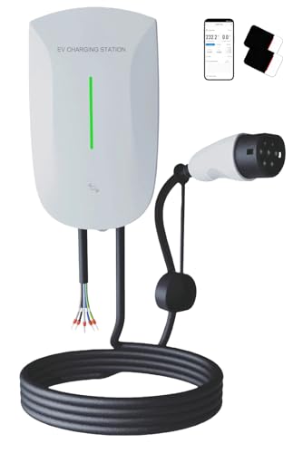 JecoEV Type 2 EV Wall-Mounted Charger, 11kW Three Phase, 16A 380V, Wi-Fi & Bluetooth Enabled, 5m Cable