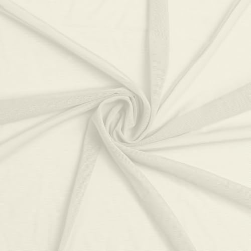 JOSNAAN Off White Mesh Fabric- 66Inch Wide 4-Way Stretch Power Mesh Lightweight Sheer 90% Nylon 10% Spandex Dancewear Sportswear for Sewing (1Y Off White)