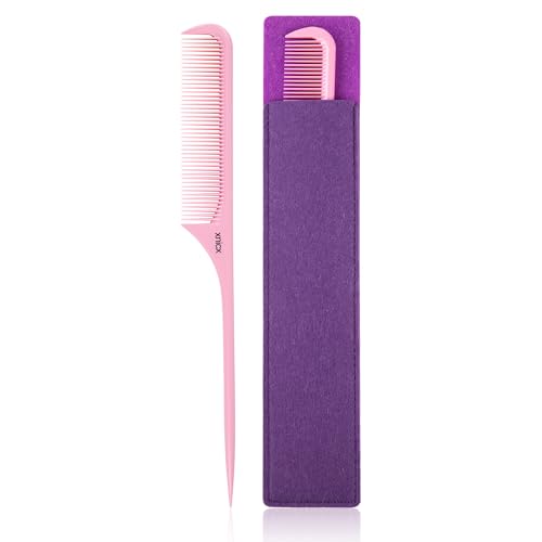 Peigne à dents fines en carbone rose pour section et taquinage de mèche