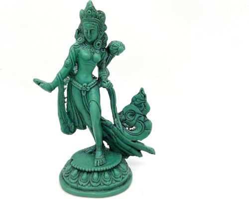 Estatua Green Tara de 5 pulgadas en resina miniatura 1