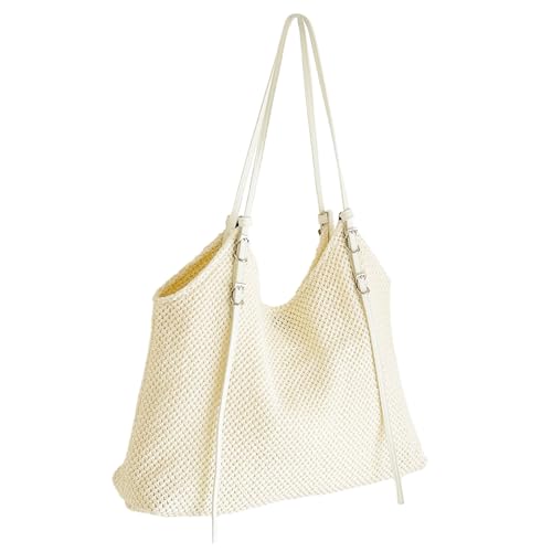 Straw Bag, Straw Bags for Women 2025, Summer Soft Woven Shoulder beach bags for women, stylish beach handbag
