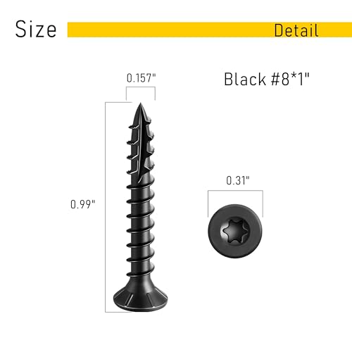 Image of 150pcs Deck Screws #8 x 1 Inch Wood Screw Star /Trox Drive Structural Screw for Timber, Log, Landscaping Wood Etc.