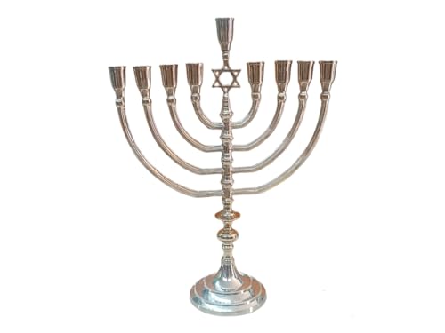 Hanukkah hanukkiahs Hamukkia Hanukkiah menorah Menora 9 Branches Branch Brass (Nickel Silver, 14