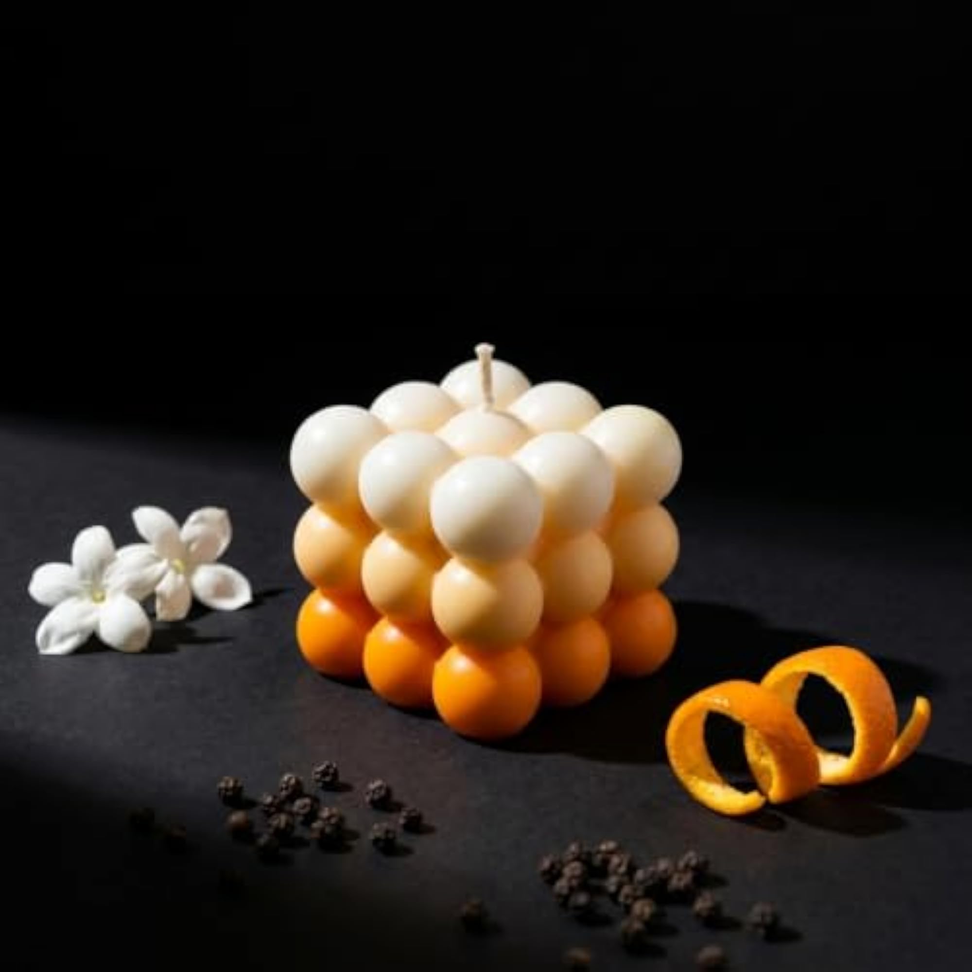 Orange Bubble Cube Candle, Decorative Soy Wax Gift