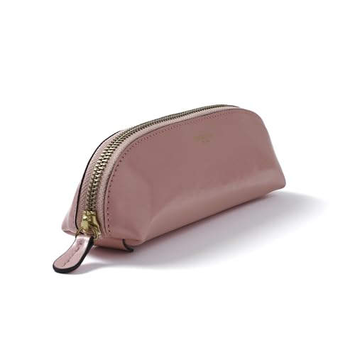 Image of Cockatoo Genuine Leather Pencil Pouch, Accessories holder, Stationery Bag, Zippered Pen Case for Work & Office (Strawberry Ice)
