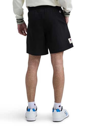 Image of Champion Men's Graphic Lounge Shorts, Standard Fit, 7 Inch Inseam, Script Logo, Lightweight 100% Cotton Jersey
