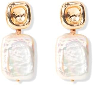 Baroque Pearl Earrings 18K Gold Plated Drop Dangle Earrings for Women Freshwater Pearl Earrings Daily Jewelly for Women