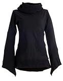 Vishes - Alternative Bekleidung - Warmer Damen Langarm Pullover aus Baumwolle Schalkragen gestrickt schwarz 42
