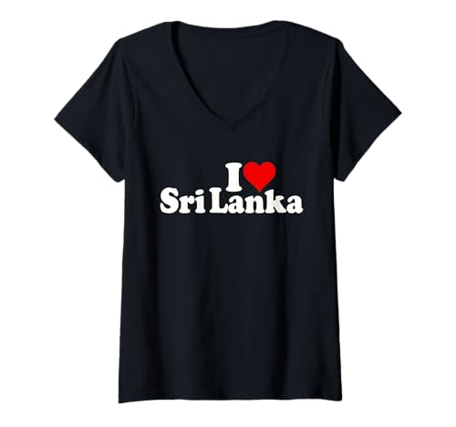 Womens I LOVE HEART SRI LANKA CEYLON V-Neck T-Shirt